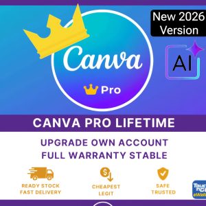 Canva Pro (New 2026 Edition) Lifetime Subscription with Ai (1 User) | Activates on Your Account | Genuine License with All AI Tools Included | Magic Studio + Visual Suite 2.0, Canva Code, Canva Sheets ,Magic Charts, AI Image Generation | Multi-Device Support with Cloud Storage (All Devices Supported Win, Mac, iPad, Android, iOS M1 M2 M3 M4)
